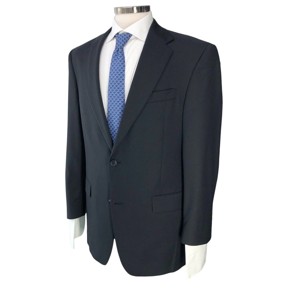 Hart Schaffner Marx HSM Sport Coat Mens 39R Black Shadow Stripe Vented *BLEMISH